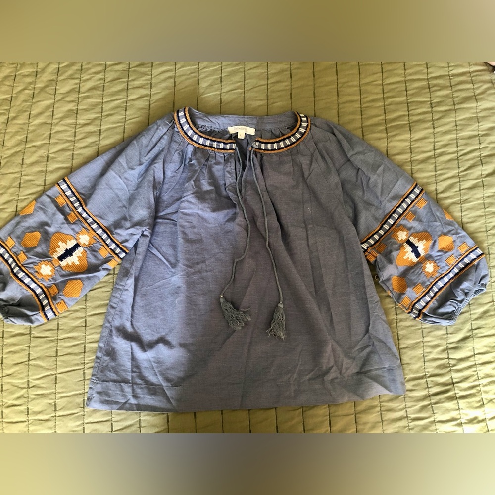 Rebellion Boho Embroidered Blouse with Tassels Lrg